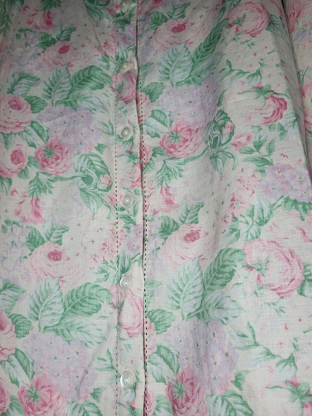 Ralph Lauren Cream Maxi Skirt with Pink Rose and Green Leaf Print - Picture 2 of 8